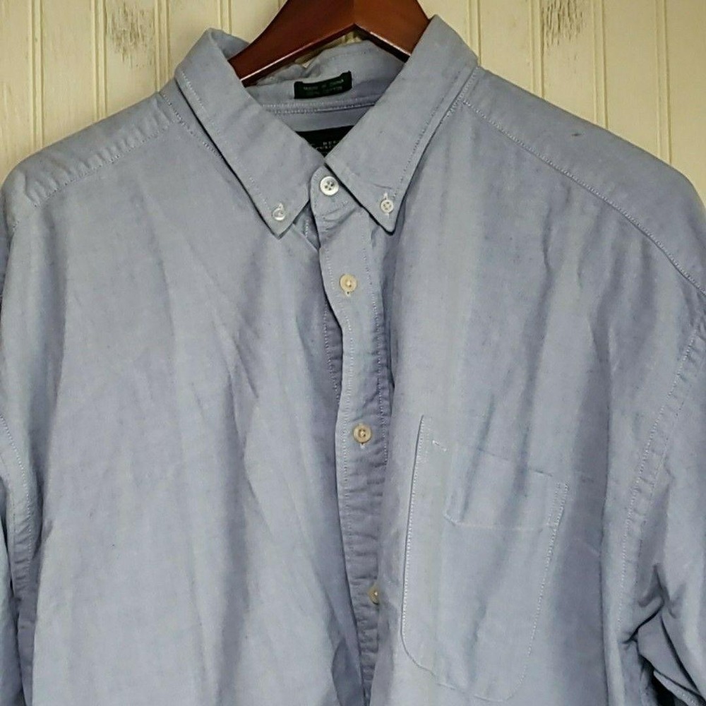 Bert Pulitzer Shirt Mens 2XL Blue Solid Long Sleeve 100% Cotton Button-Down